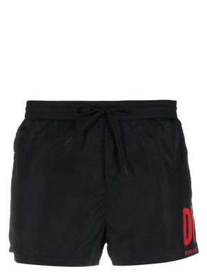 Diesel short de bain à logo imprimé - Noir