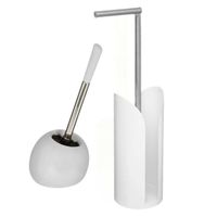 WC-/toiletborstel met toiletrolhouder set wit