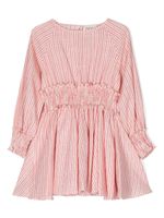 Douuod Kids robe rayée à taille froncée - Tons neutres