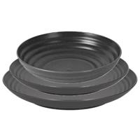 Plasticforte camping borden set - zwart - kunststof - 3 soorten - 24x stuks - onbreekbaar servies