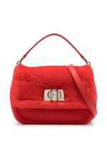 Furla sac cabas en peau de mouton à plaque logo - Rouge