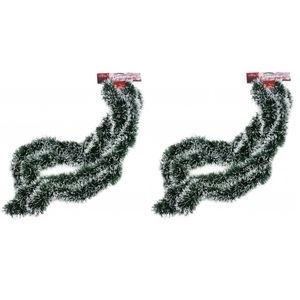 2x stuks besneeuwde folie slingers/kerstslingers 270 cm