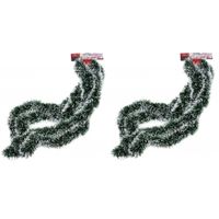 2x stuks besneeuwde folie slingers/kerstslingers 270 cm