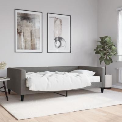 Slaapbank met matras 100x200 cm stof donkergrijs