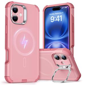 iPhone 16 Plus Cyber Tough Case with Stash Stand (HaloLock) Pink