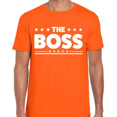 Cadeau T-shirt voor heren - oranje - The Boss - Foute Party / thema kleding / Koningsdag
