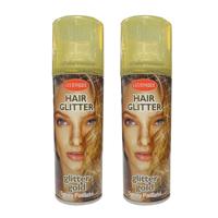 Haarspray of haarverf - 2x - kleur goud - verkleed accessoires - 125 ml - volwassenen en kinderen