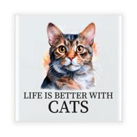 Cadeau tegel kattenliefhebber - Munchkin kat/poes - keramiek - waterverf - 15 cm