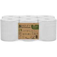 Papernet papieren handdoeken Simplify Centerfeed, 2-laags, 90 m, 450 vel, pak van 6 rollen