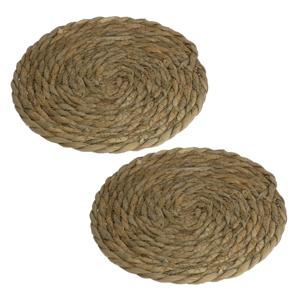 Gerimport Pannenonderzetter - 4x stuks - hittebestendig - zeegras - rond - 20 cm