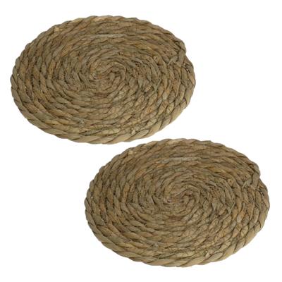 Gerimport Pannenonderzetter - 4x stuks - hittebestendig - zeegras - rond - 20 cm