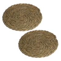 Gerimport Pannenonderzetter - 4x stuks - hittebestendig - zeegras - rond - 20 cm