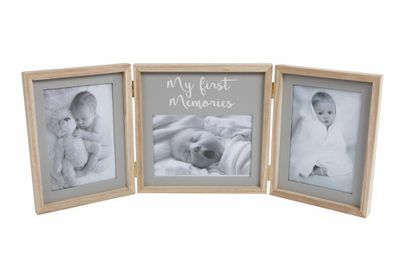 Fotolijst My First Year &apos;3-luik&apos; 50x20x1,5cm grijs/hout
