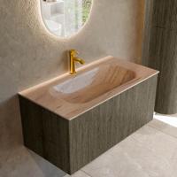 Badmeubel Mondiaz Kurve-Dlux | 90 cm | Meubelkleur Shadow | Wastafelkleur Saba | Solid surface | Wasbak midden spoelbak | 1 kraangat