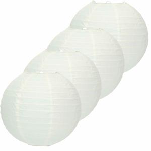 Luxe bol feest lampion - Pakket van 6x stuks - wit - dia 25 cm - papier