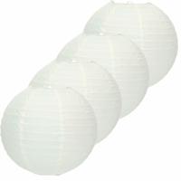 Luxe bol feest lampion - Pakket van 6x stuks - wit - dia 25 cm - papier