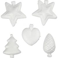 Creotime styropor model Kerstfiguren 7 cm wit 5 stuks - thumbnail
