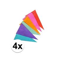 4x Feestelijk gekleurde slinger met papieren vlaggetjes 10 m   - - thumbnail