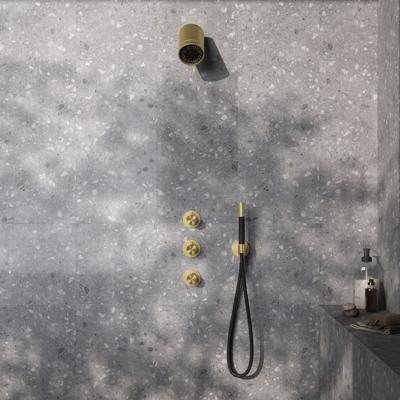 Complete Thermostatische Douche InBouwSet Hotbath Archie Met 2 stopkranen En Beam Geborsteld Messing PVD