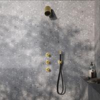 Complete Thermostatische Douche InBouwSet Hotbath Archie Met 2 stopkranen En Beam Geborsteld Messing PVD