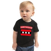 Amsterdam t-shirt met vlag zwart voor babys