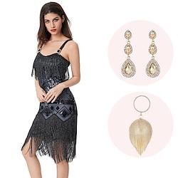 Retro vintage Roaring jaren '20 Jaren 1920 Flapper jurk Cosplay kostuum Outfits The Great Gatsby Dames Pailletten Kwastje Kerstmis Halloween Feest / Uitgaan Kleding Lightinthebox