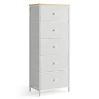 Hoge ladekast met metalen frame, Kameelgeel + Crème / 29,8T x 45B x 112,3H cm