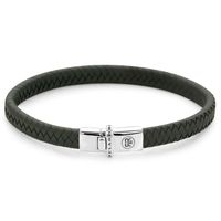 Rebel and Rose RR-L0147-S Armband Small Braided Ranger leder-zilver groen