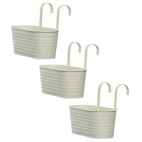 3x stuks bloembakken ophangbaar - zink - 32 x 16 cm - wit