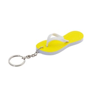 Gele teenslipper sleutelhangers 8 cm   -