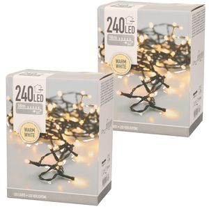 2x stuks Kerstverlichting warm wit buiten 240 lampjes