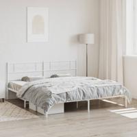 Bedframe met hoofdbord metaal wit 200x200 cm