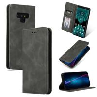 Retro huid voelen Business magnetische horizontale Flip lederen case voor Galaxy Note 9 (donkergrijs)