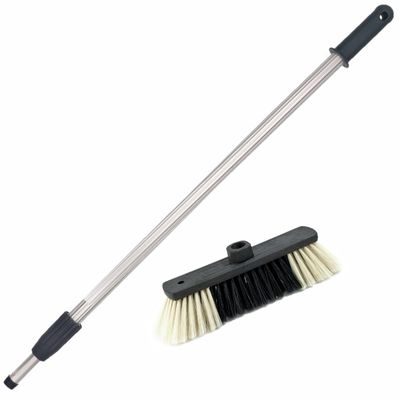 Binnen bezem Eco inclusief aluminium telescoopsteel zilver/grijs 200 cm