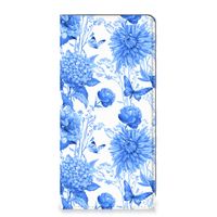 Smart Cover voor Xiaomi Redmi Note 10 Pro Flowers Blue - thumbnail