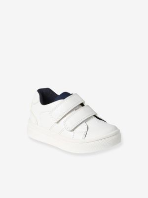 Leren geborstelde babysneakers wit