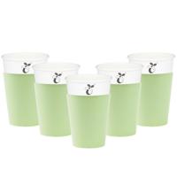 Feestbekers met hoesjes - 24x - mintgroen - papier - 250ml