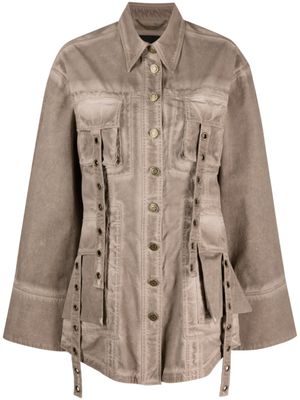 Blumarine veste en jean à détails d'œillets - Marron