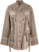 Blumarine veste en jean à détails d'œillets - Marron - thumbnail