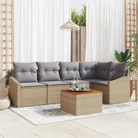 Tuinbankenset met opslag 6 pcs Beige en Licht Grijs poly rattan