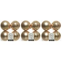 12x Kunststof kerstballen glanzend/mat donker parel/champagne 10 cm kerstboom versiering/decoratie - Kerstbal - thumbnail
