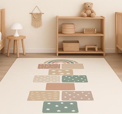 Beige hinkelspel vinyl tapijt voor meer kinderen