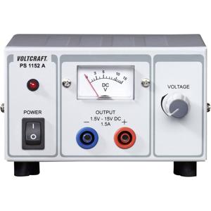 VOLTCRAFT PS-1152 A Labvoeding, regelbaar 1.5 - 15 V/DC 1.5 - 1 A 22.5 W Aantal uitgangen: 1 x