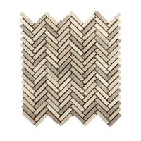 Stone Line Visgraat Mozaiek Tegel Kiezel - Suntraw - Beige / Bruin Ongeglazuurd 300x300mm