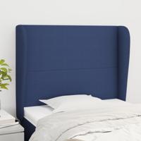 Hoofdbord met randen 83x23x118/128 cm stof blauw