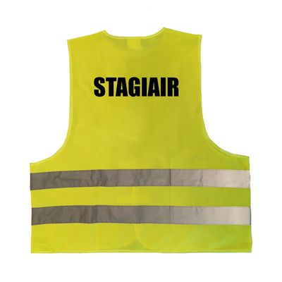 Stagiair vestje / hesje geel met reflecterende strepen voor volwassenen