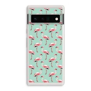 Flamingoprint groen: Google Pixel 6 Pro Transparant Hoesje