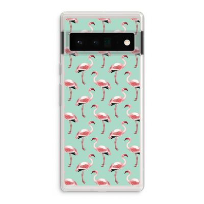 Flamingoprint groen: Google Pixel 6 Pro Transparant Hoesje