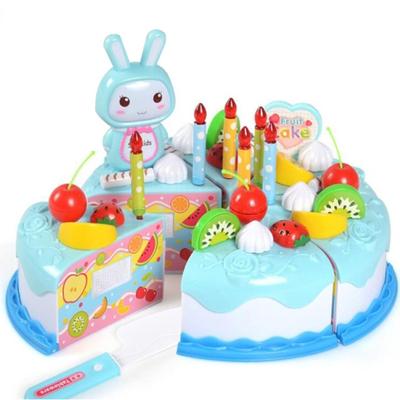 Keuken speelgoed cake voedsel DIY Pretend Play fruit snijden verjaardag speelgoed voor kinderen Kids Gift (blauw)