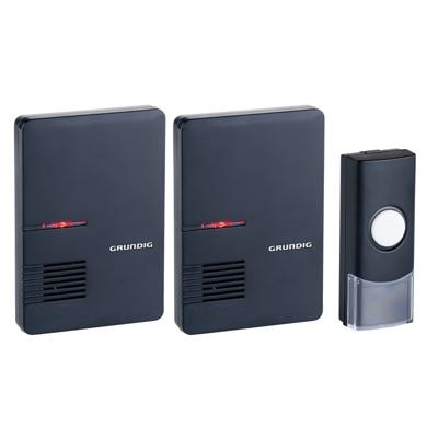 Grundig Deurbel met 2 draadloze ontvangers - zwart - bereik 80 meter